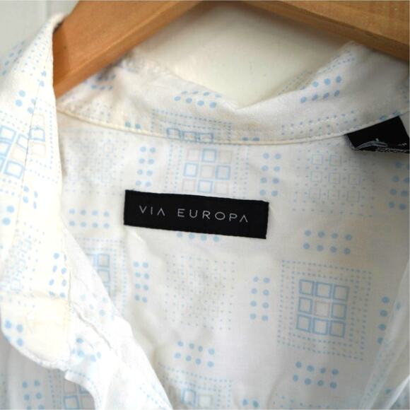 Via Europa Mens Casual Button Down Summer Pattern Top Sz L - Picture 6 of 8